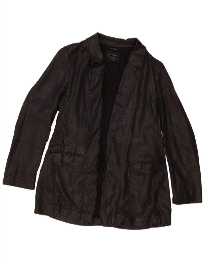 All Saints Womens Open Blazer Jacke UK 16 Large Schwarz Lyocell