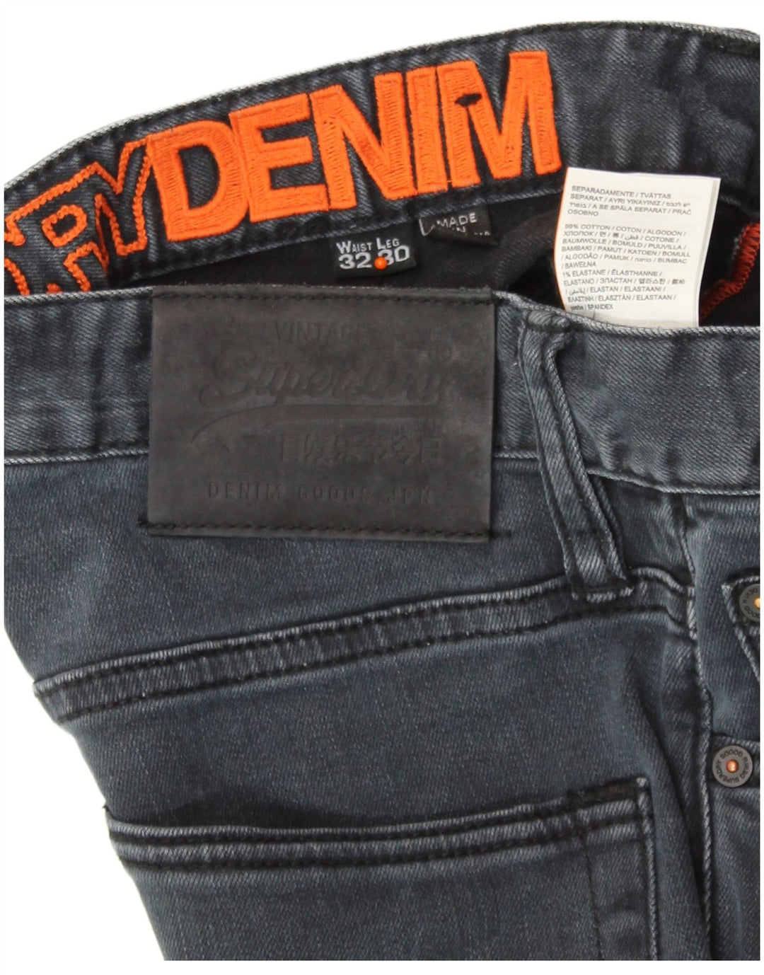 SUPERDRY Herren Slim Jeans W32 L30 Blaue Baumwolle