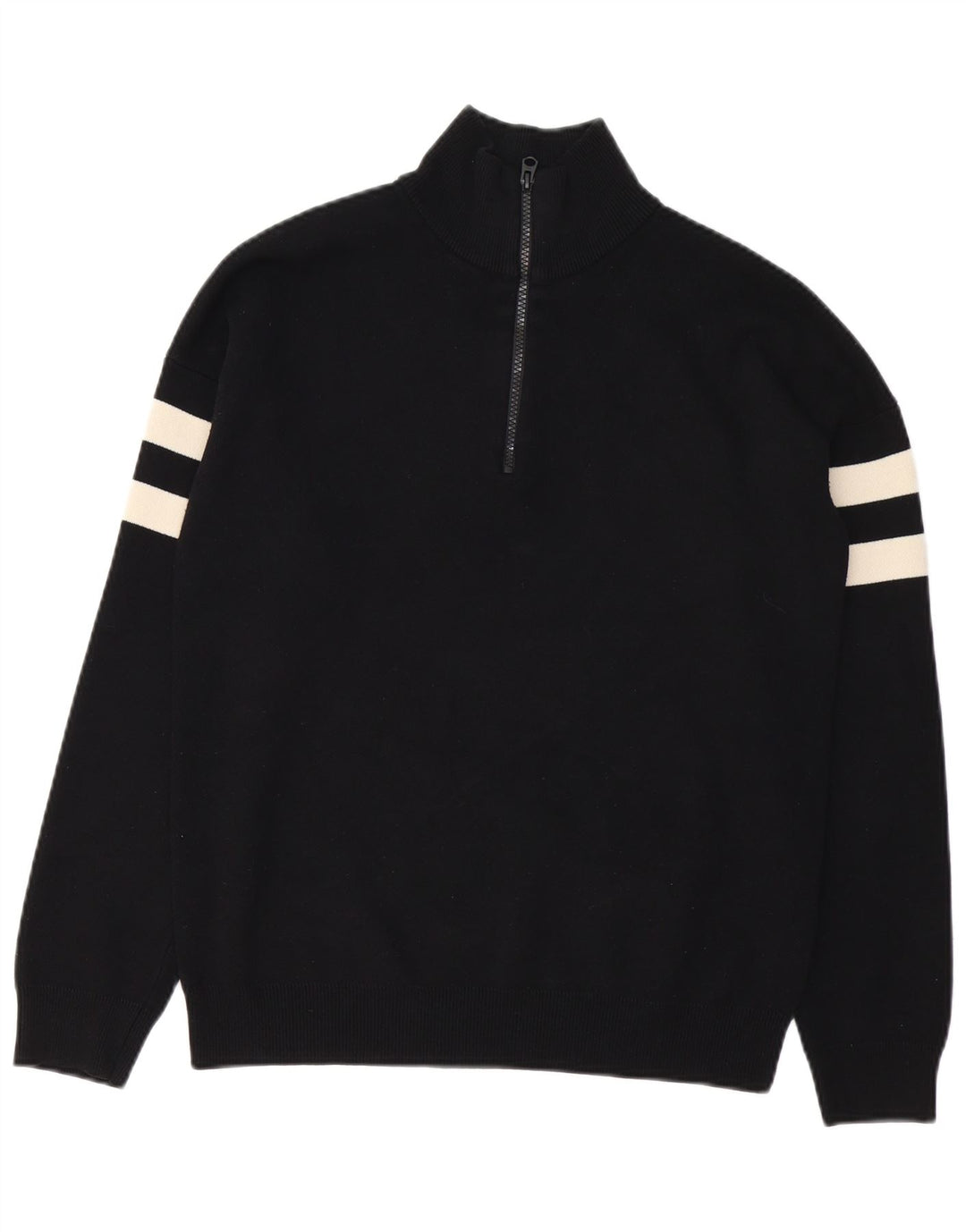 French Connection Herren-Pullover mit Reißverschluss am Hals, Größe S, Schwarz, Farbblock