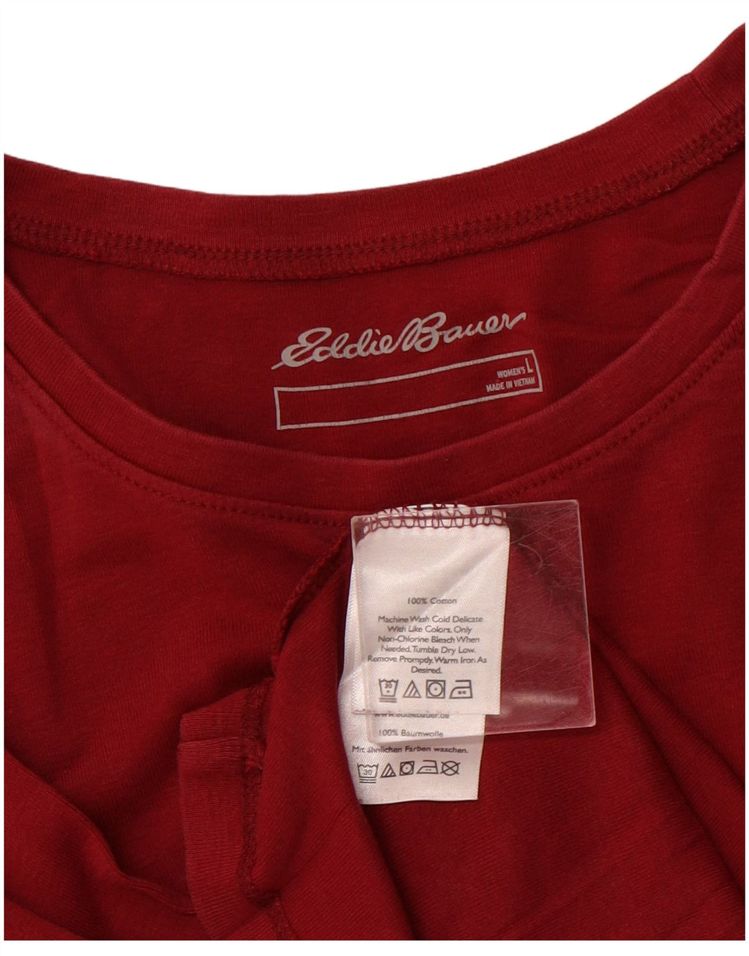 EDDIE BAUER Damen Top Langarm UK 14 Large Burgund Baumwolle