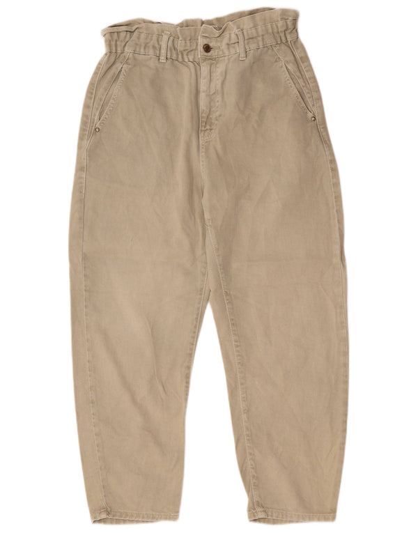 Zara Damen High Waist Tapered Cropped Jeans EU 38 Small W28 L25 Beige