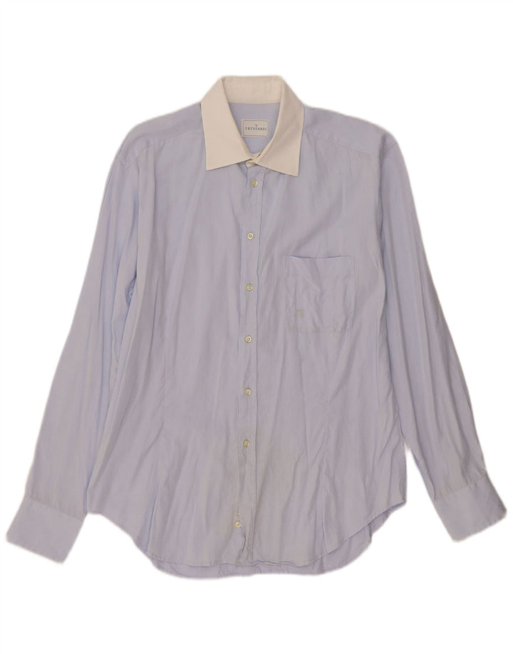 Trussardi Herrenhemd, Größe 42 16 1/2, groß, blau, Farbblock