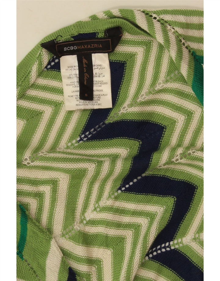 BCBGMAXAZRIA Damen-Strickjacke in Übergröße, Gr. 10, kleiner grüner Chevron