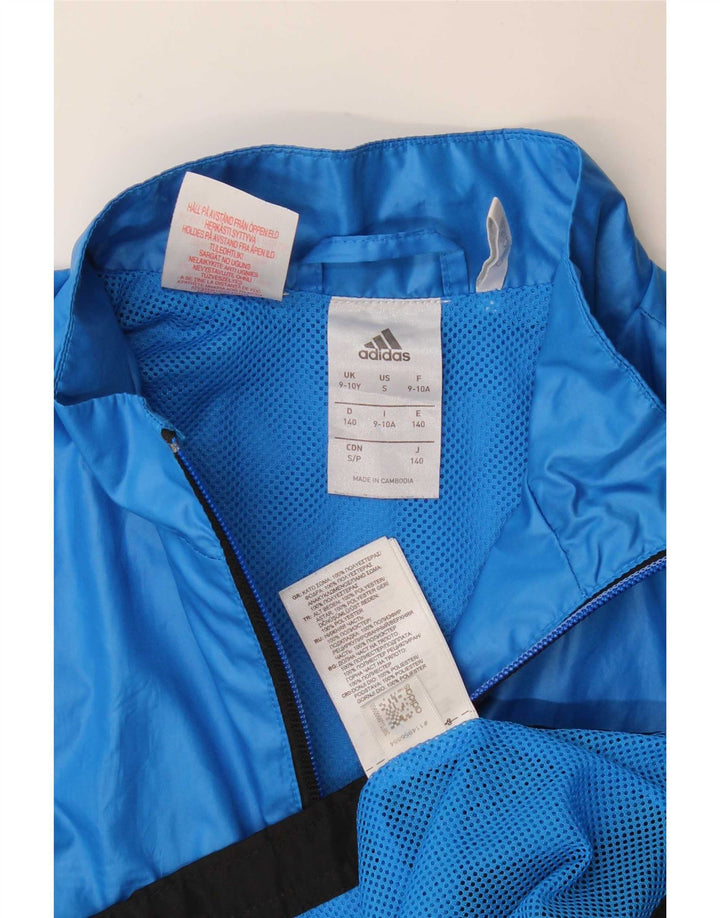 Adidas Jungen-Trainingsanzug-Top-Jacke, 9–10 Jahre, blaues Colourblock-Polyester