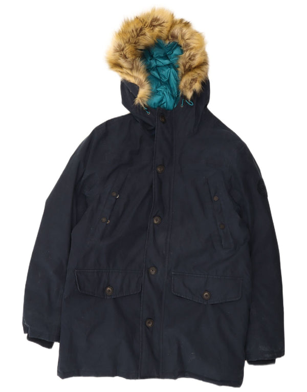 Timberland Herren-Jacke mit Kapuze, gepolstert, UK 40, Größe L, marineblau, Baumwolle