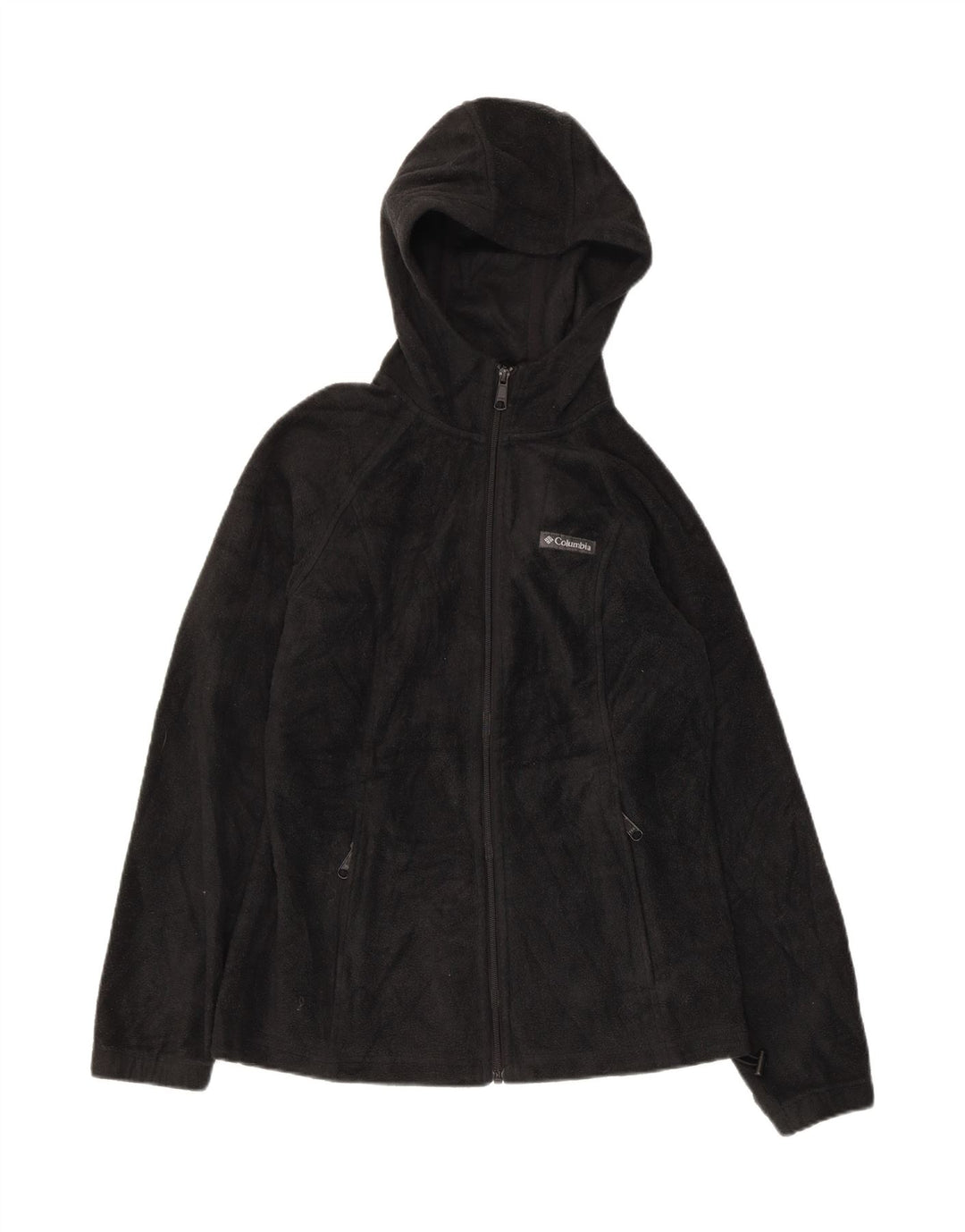 COLUMBIA Womens Hooded Fleece Jacket UK 10 Small Black Polyester