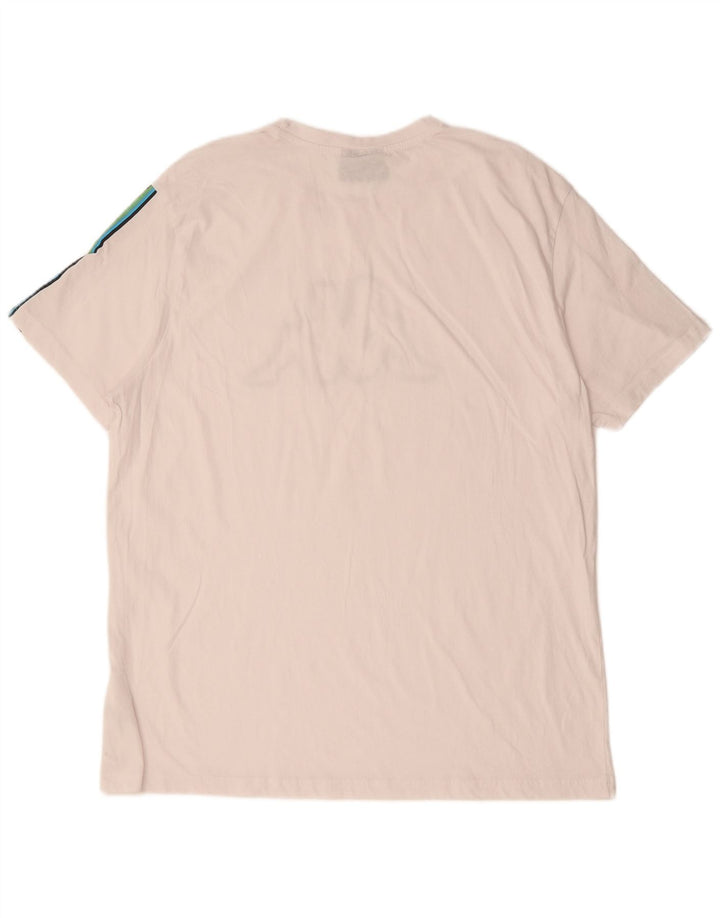 KAPPA Herren Grafik-T-Shirt Top 2XL Weiße Colourblock-Baumwolle