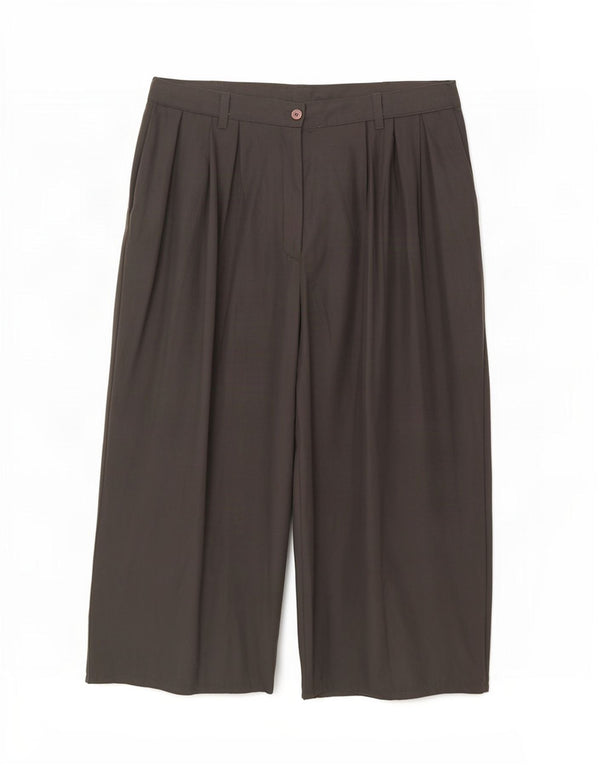 Vintage Damen-Caprihose mit weitem Bein und Klammern, W30, L23, graues Polyester