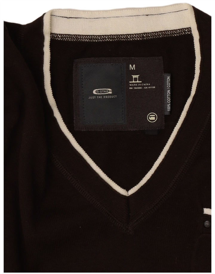 G-Star Herren-Pullover mit V-Ausschnitt aus mittelbrauner Baumwolle