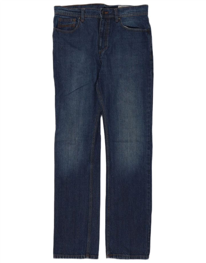 Marks & Spencer Herren Regular Straight Jeans W32 L33 Blaue Baumwolle