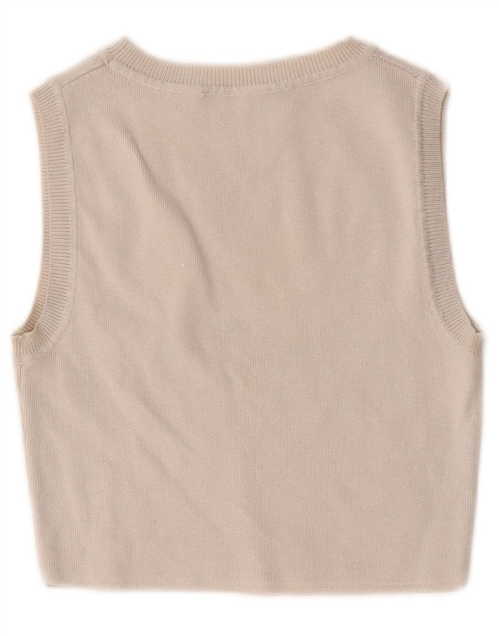 Zara Damen Crop Vest Top UK 12 Medium Off White