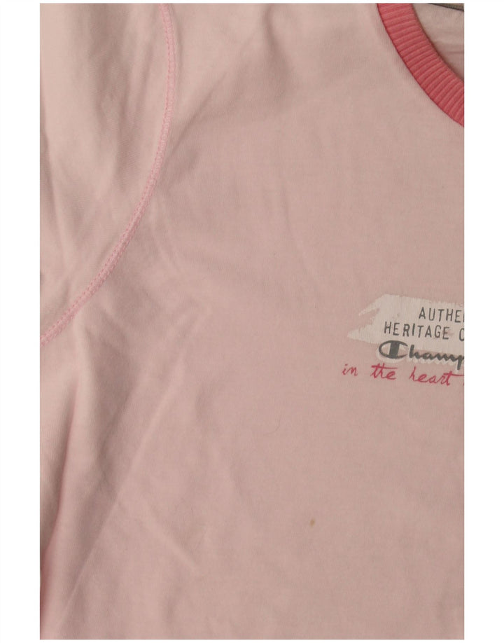 Champion Damen Heritage Classics Graphic T-Shirt Top UK 12 Mittelrosa