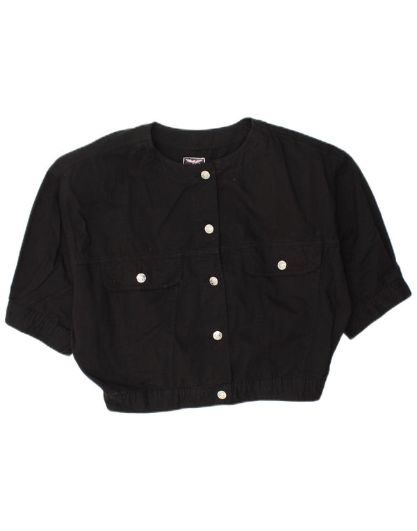 Vintage Damen Clark Kurzarm Bolero Jacke UK 16 Large Schwarz