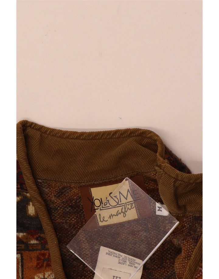 Vintage Herren Gilet UK 38 Mittelbraune Fair-Isle-Wolle