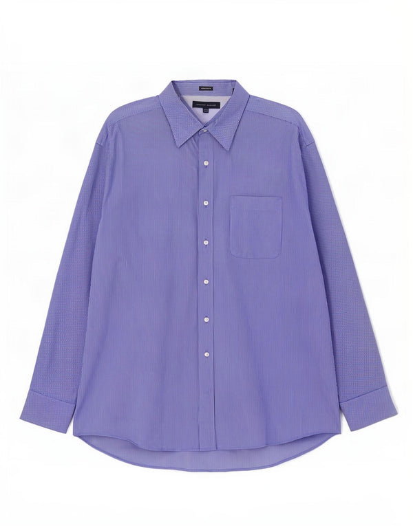 Tommy Hilfiger Herren-Hemd mit normaler Passform, Größe 17 1/2 XL, blaue Nadelstreifen-Baumwolle