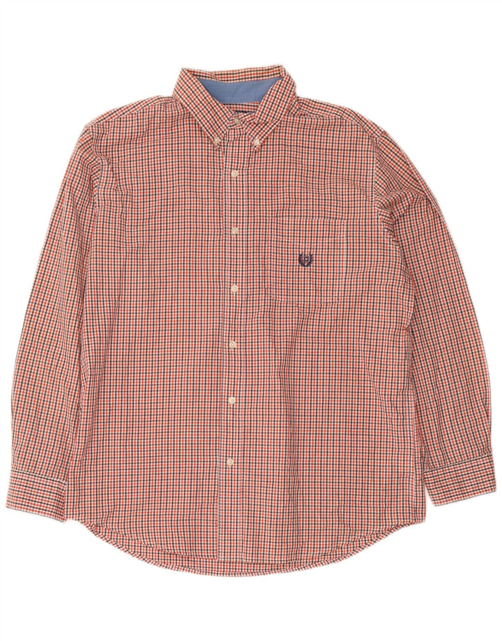 Chaps Herren-Hemd, pflegeleicht, groß, rot, Gingham-Baumwolle