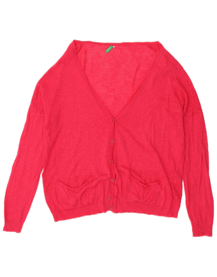 BENETTON Damen-Strickjacke in Übergröße, Gr. 10, klein, Rosa