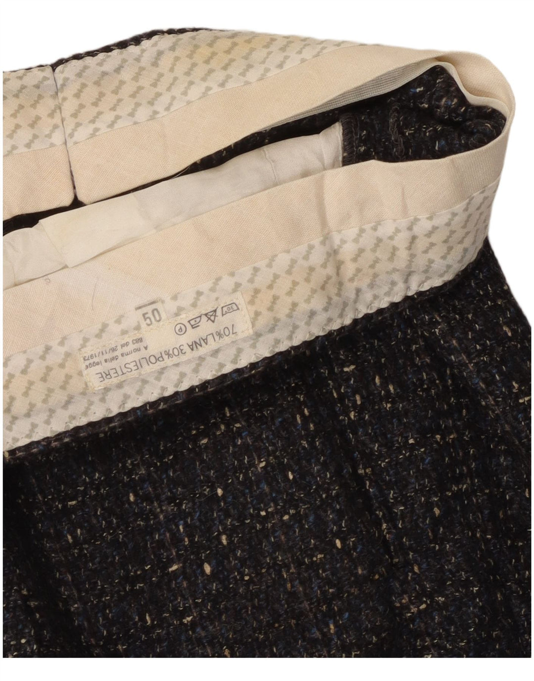 Vintage Herren-Anzughose mit Klammern, Größe 50, Größe L, W32, L31, grau gefleckte Wolle