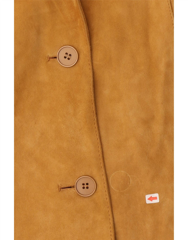 Monpel Damen 2-Knopf-Wildleder-Blazerjacke IT 48 XL Beige Leder
