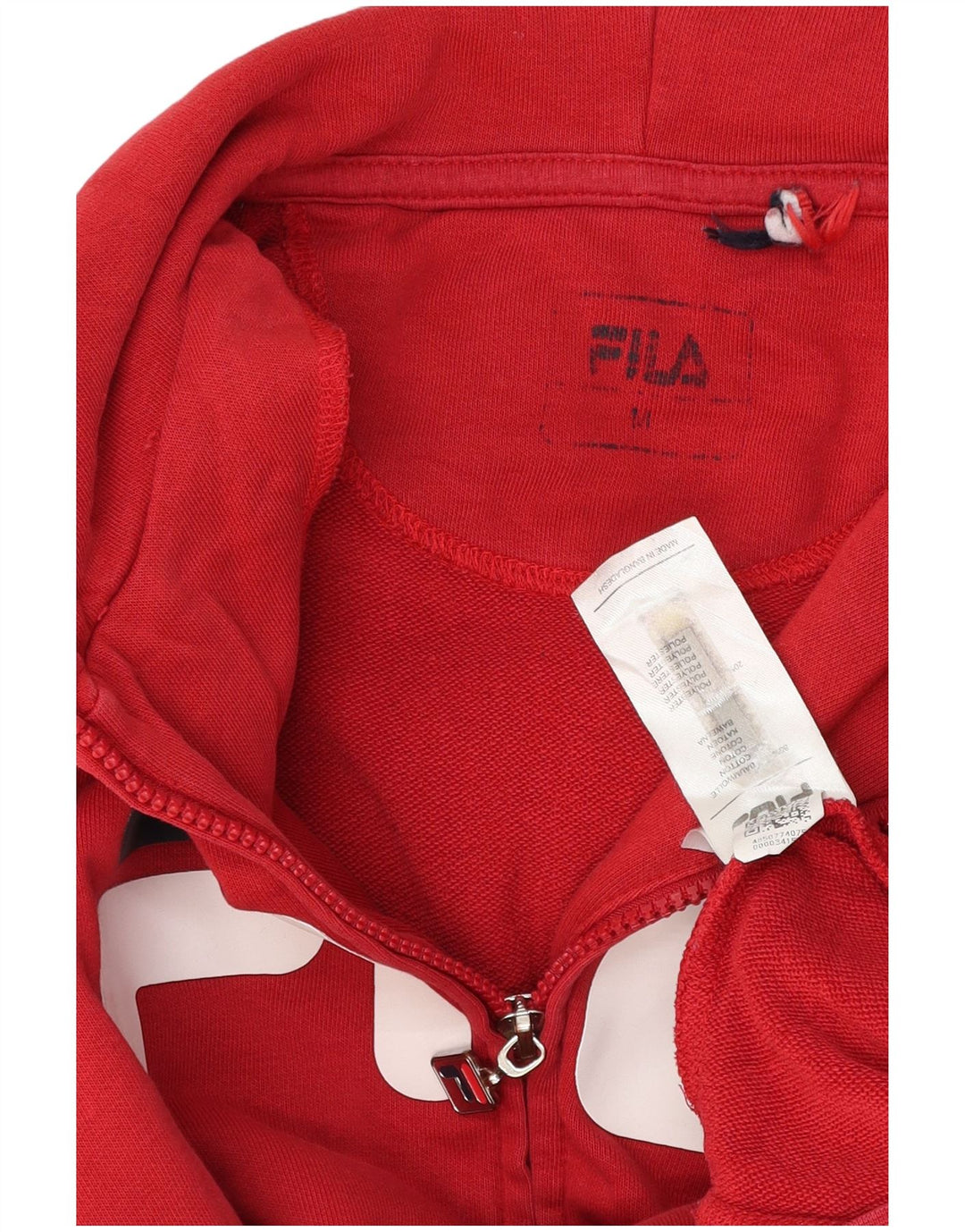Fila Herren-Kapuzenpullover mit grafischem Reißverschluss, mittelrote Baumwolle