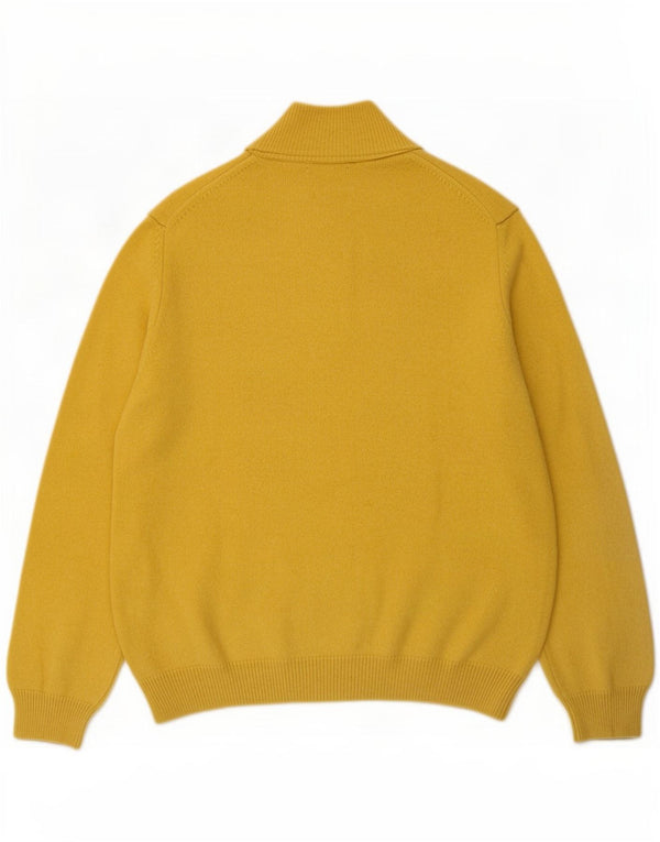 Henry Cottons Herren-Pullover mit Reißverschluss am Hals, 3XL, gelbe Schurwolle