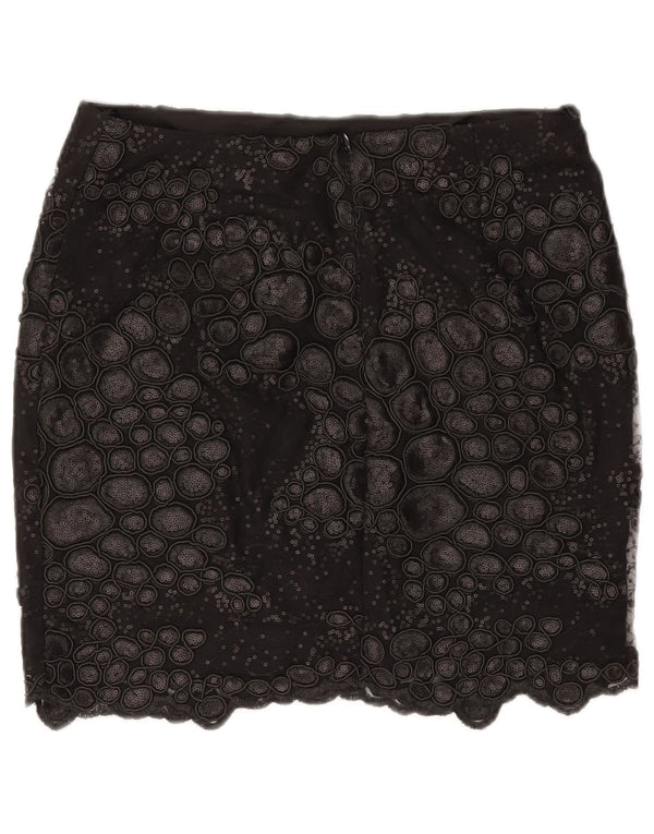 Reiss Damen-Minirock mit abstraktem Muster, W30, mittelschwarz, Polyester