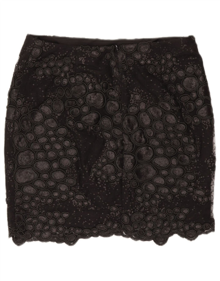 Reiss Damen-Minirock mit abstraktem Muster, W30, mittelschwarz, Polyester