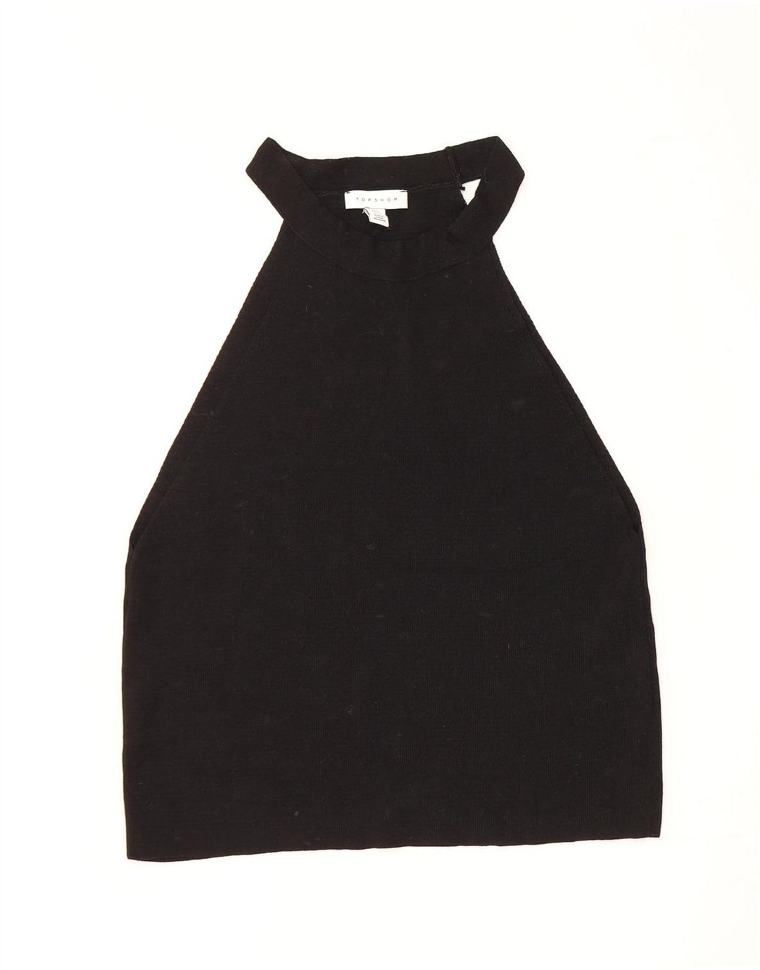 Topshop Damen Neckholder Crop Top UK 14 Large Schwarz Viskose