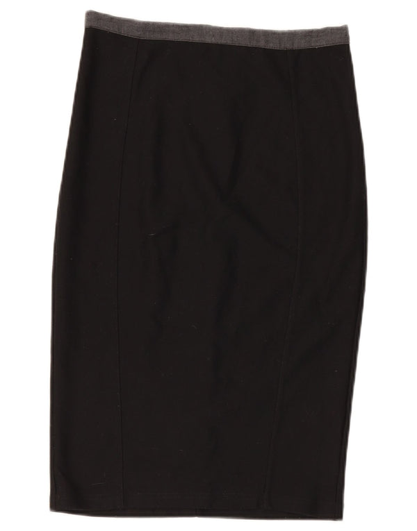 Topshop Damen Bleistiftrock UK 10 Small W28 Schwarz Polyester