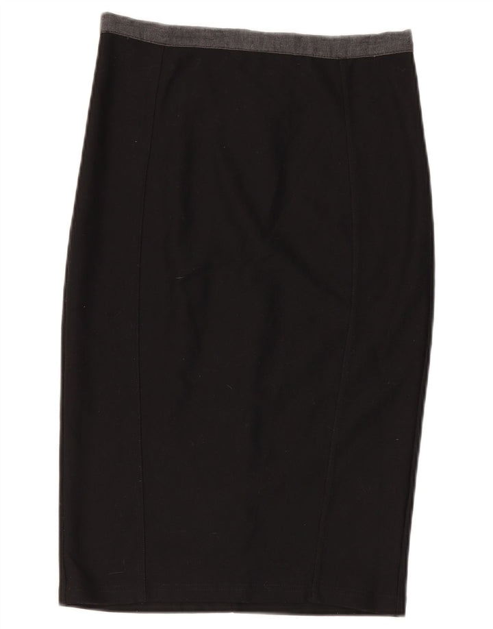 Topshop Damen Bleistiftrock UK 10 Small W28 Schwarz Polyester
