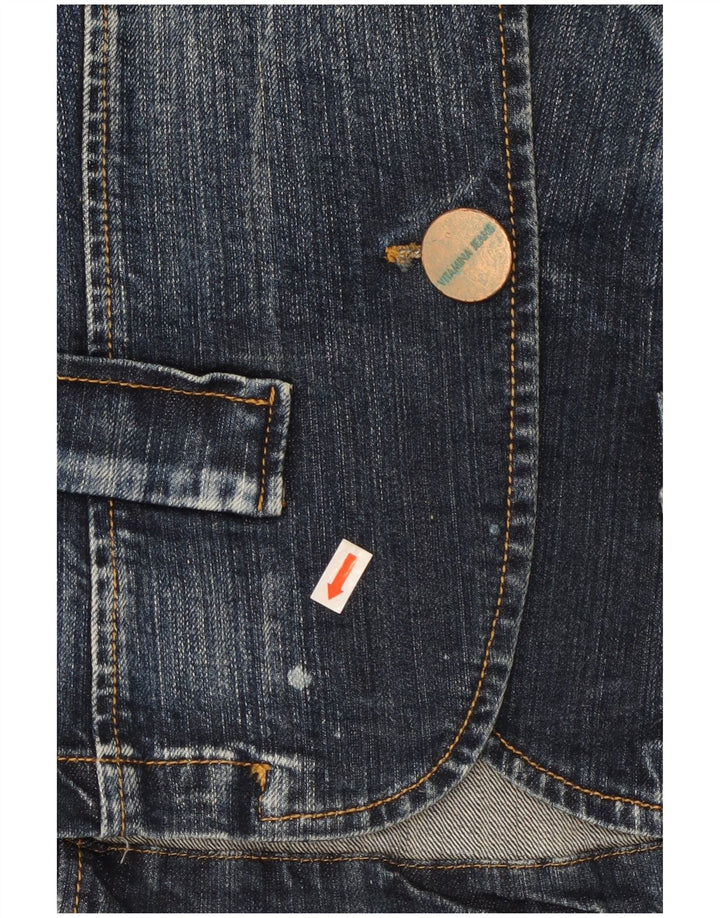 Vitamina Damen-Jeans-Blazer mit 1 Knopf, Größe UK 14, mittelblaue Baumwolle