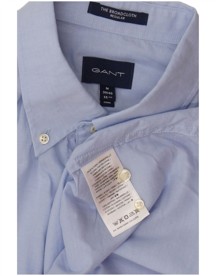 Gant Herren-Hemd mit normaler Passform, Größe 39/40, 15 3/4, mittelblaue Baumwolle