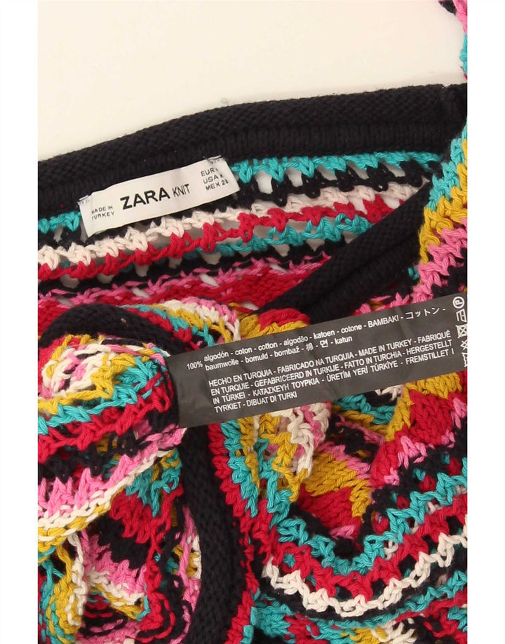 Zara Damen-Pullover mit U-Boot-Ausschnitt, Größe M, mehrfarbig, gestreift, UK 14