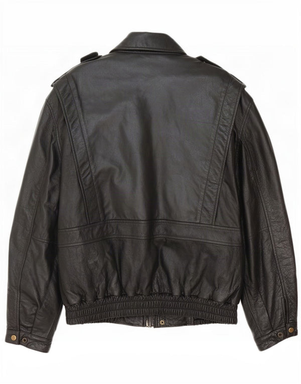 Vintage Herren Militärlederjacke UK 42 XL Schwarz