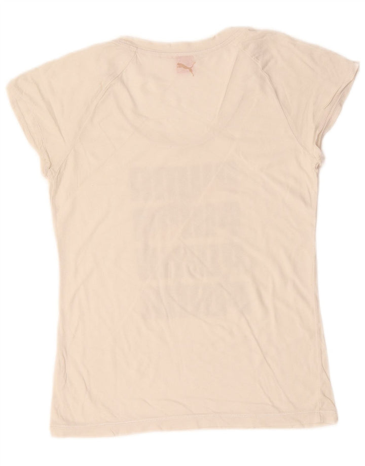 Puma Damen Graphic T-Shirt Top UK 12 Medium Weiß