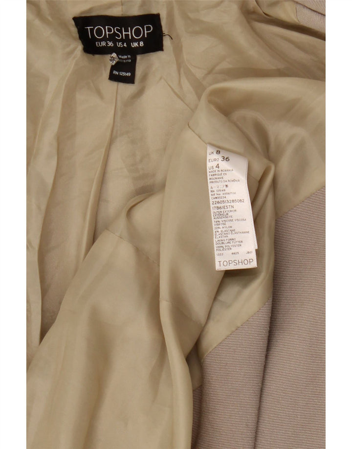 TOPSHOP Womens Open Blazer Jacket UK 8 Small Grey Viscose Vintage Topshop and Second-Hand Topshop from Messina Hembry 
