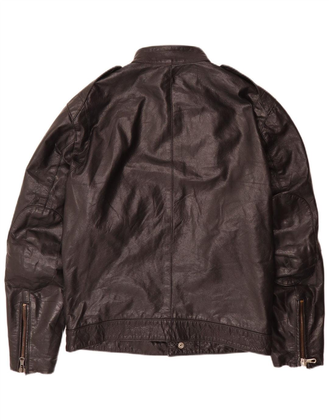 Vintage Herren Leder Bikerjacke IT 52 Large Schwarz