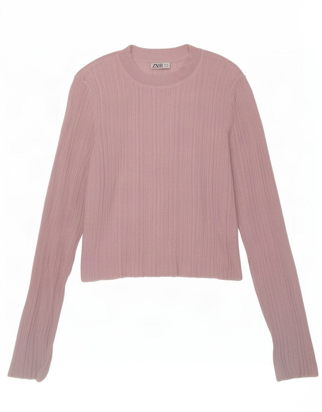 Zara Damen Crop Top Langarm UK 12 Mittelrosa Viskose