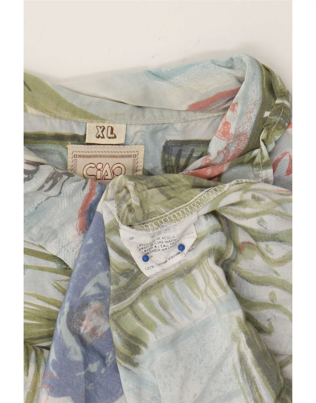 Ciao Herren-Kurzarmhemd XL, mehrfarbig, Blumenmuster, Viskose