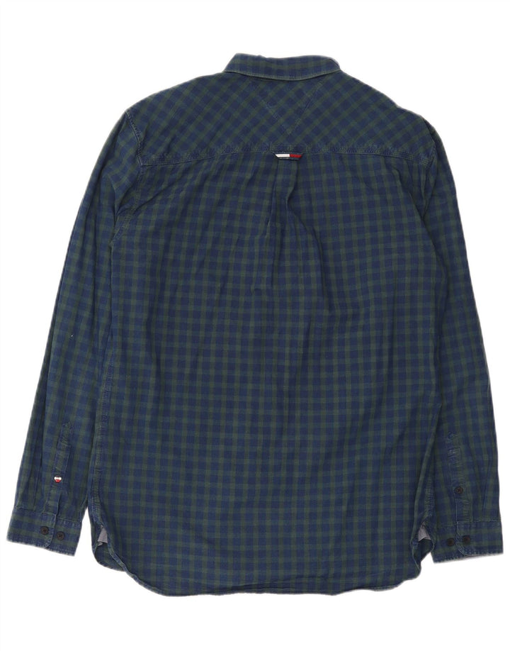 Tommy Hilfiger Herren-Hemd mit normaler Passform, große blaue Gingham-Baumwolle