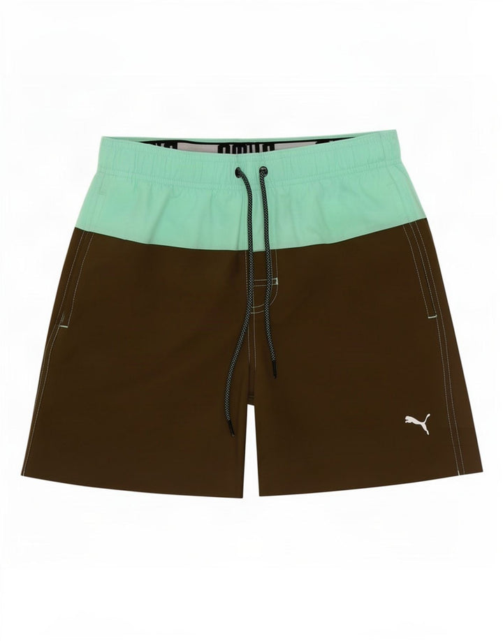 Puma Herren-Badeshorts mit Grafik, XS, Khaki, Farbblock-Polyester