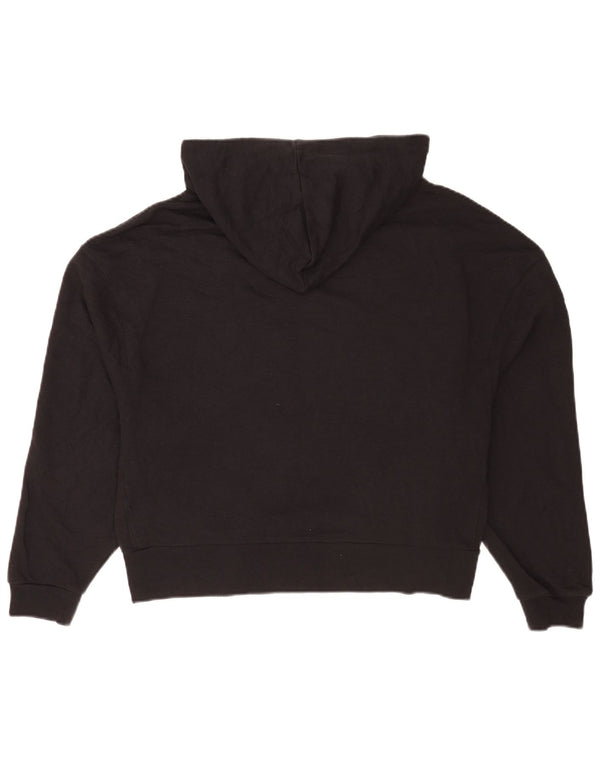 Dkny Womens Graphic Oversized Hoodie Pullover UK 10 Small Schwarze Baumwolle