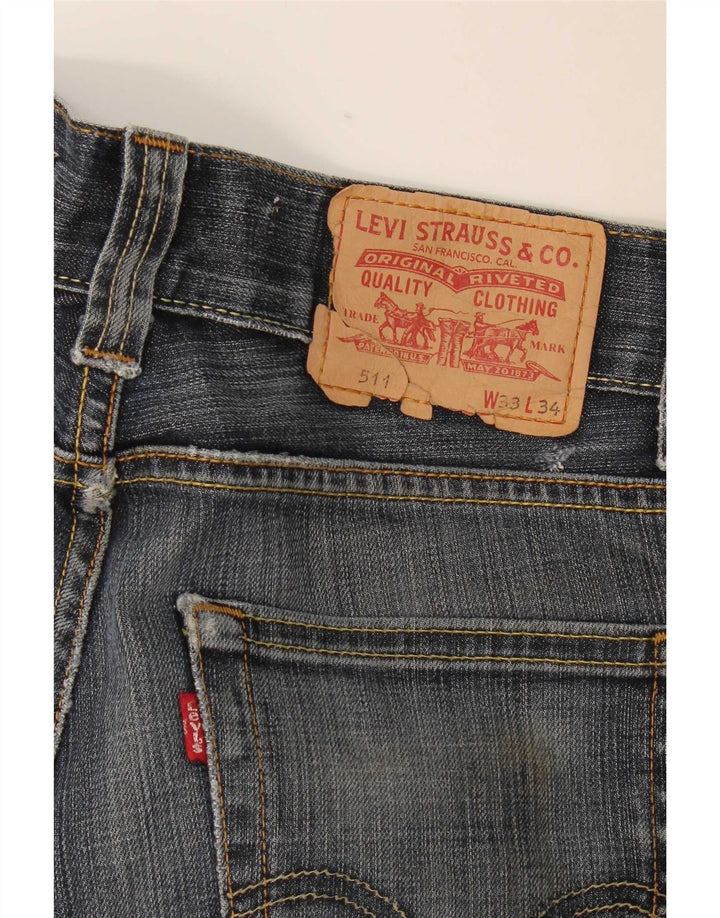 Levi's Damen 511 Slim Jeans W33 L34 Marineblaue Baumwolle