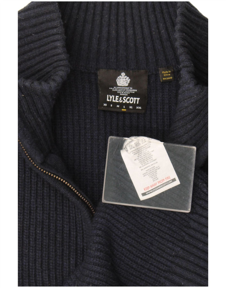 Lyle & Scott Herren-Pullover mit Reißverschluss am Hals, große marineblaue Wolle