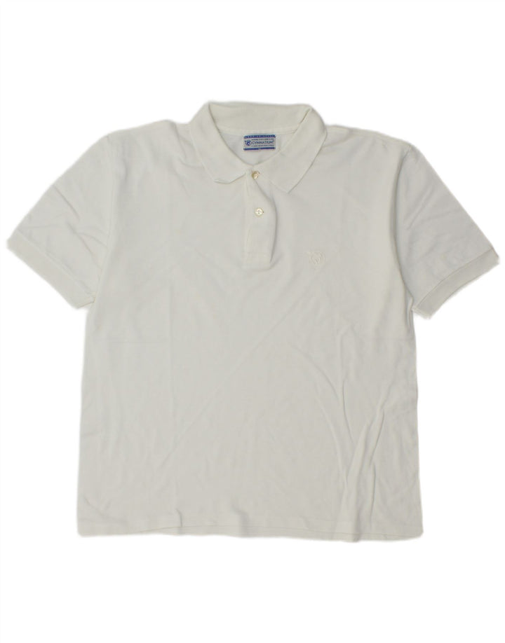 Gymnasium Herren-Poloshirt aus mittelweißer Baumwolle