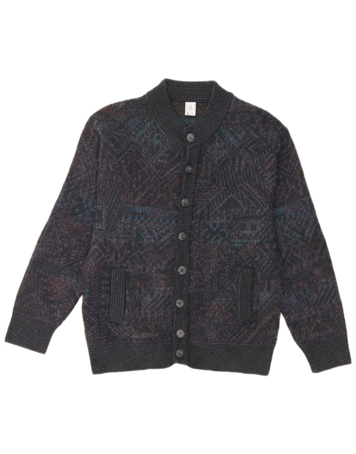 Maglificio Herren-Strickjacke, klein, grau, geometrisch, Acryl