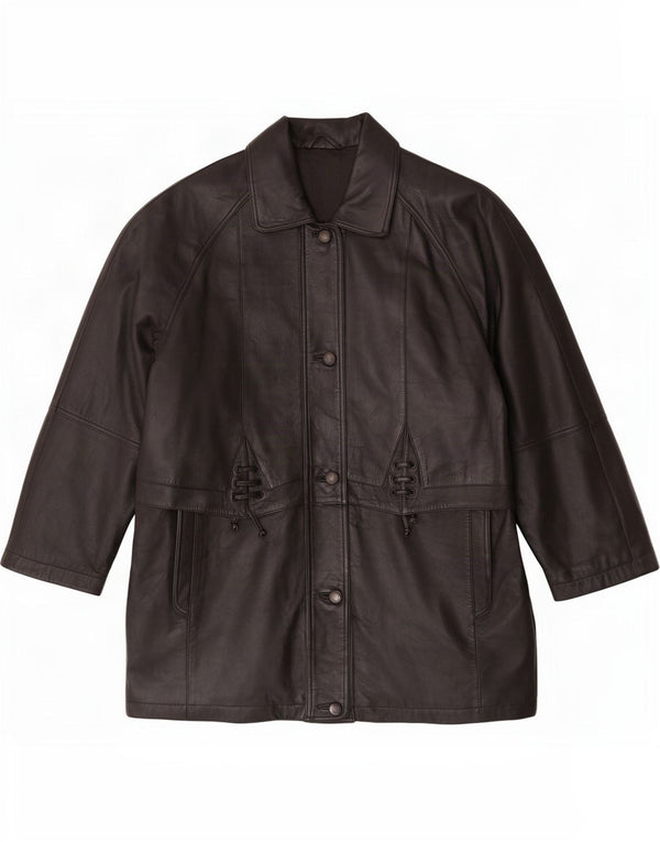 C&A Damen Ledermantel UK 16 Large Schwarz