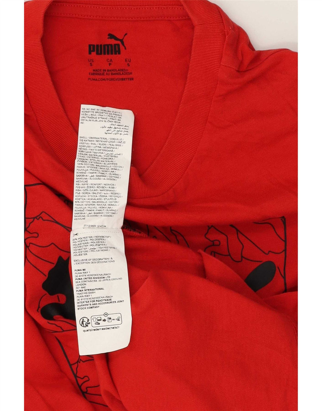 Puma Herren Grafik T-Shirt Top Small Rot Baumwolle