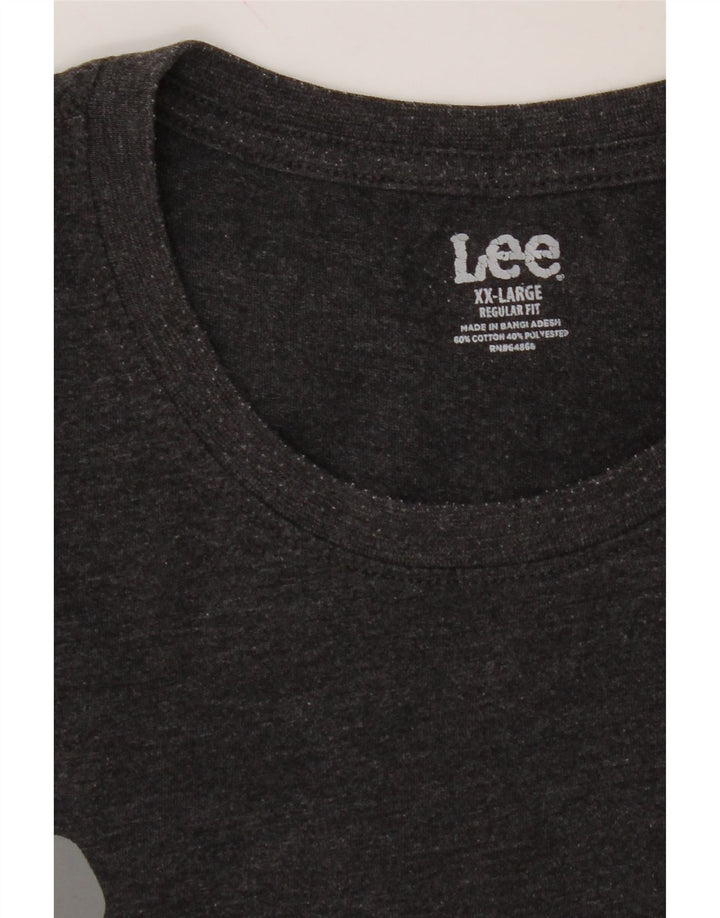 LEE Mens Regular Fit Graphic T-Shirt Top 2XL Grey Cotton Vintage Lee and Second-Hand Lee from Messina Hembry 