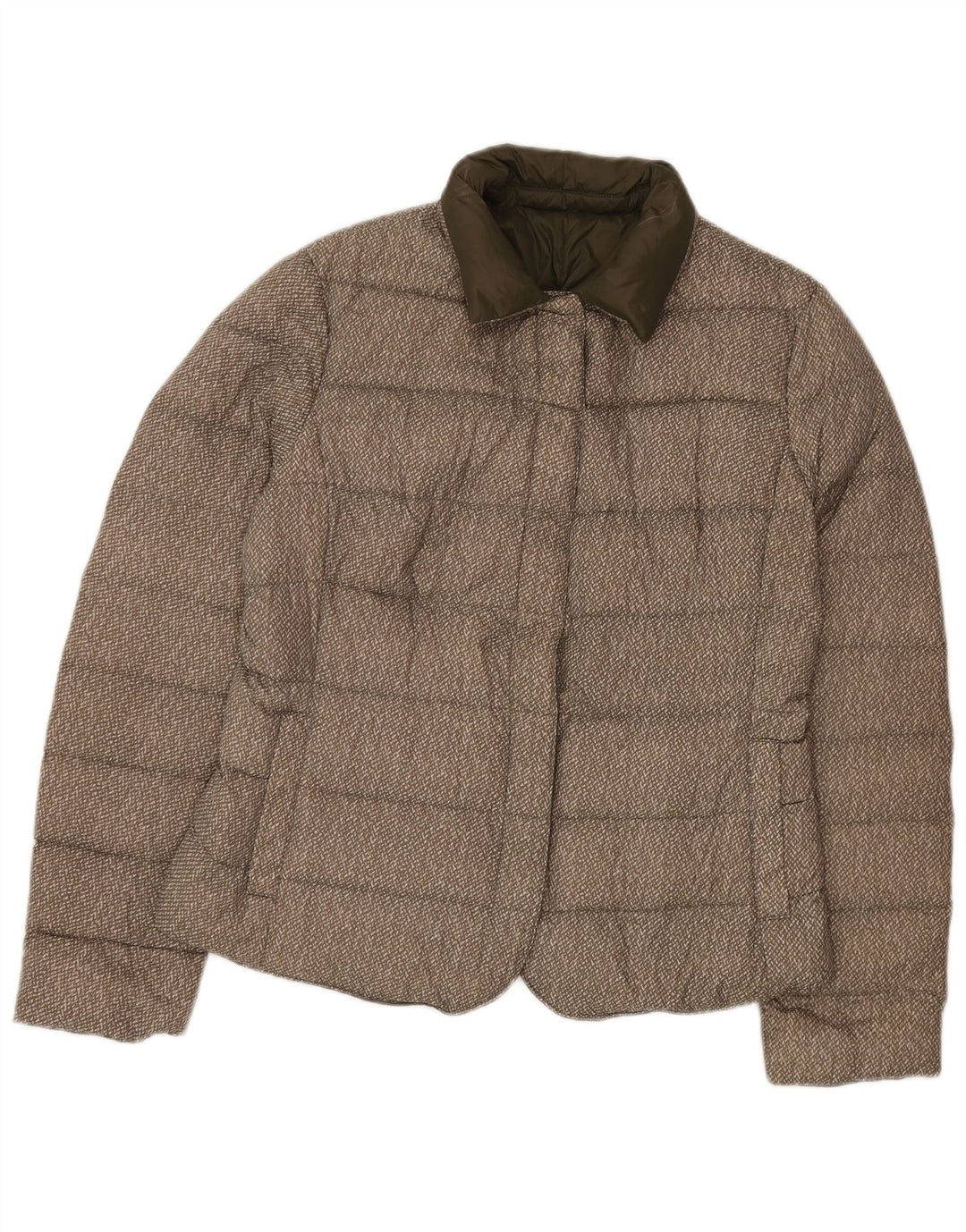 Benetton Damen Reversible Wattierte Jacke UK 16 Large Grün Polyamid